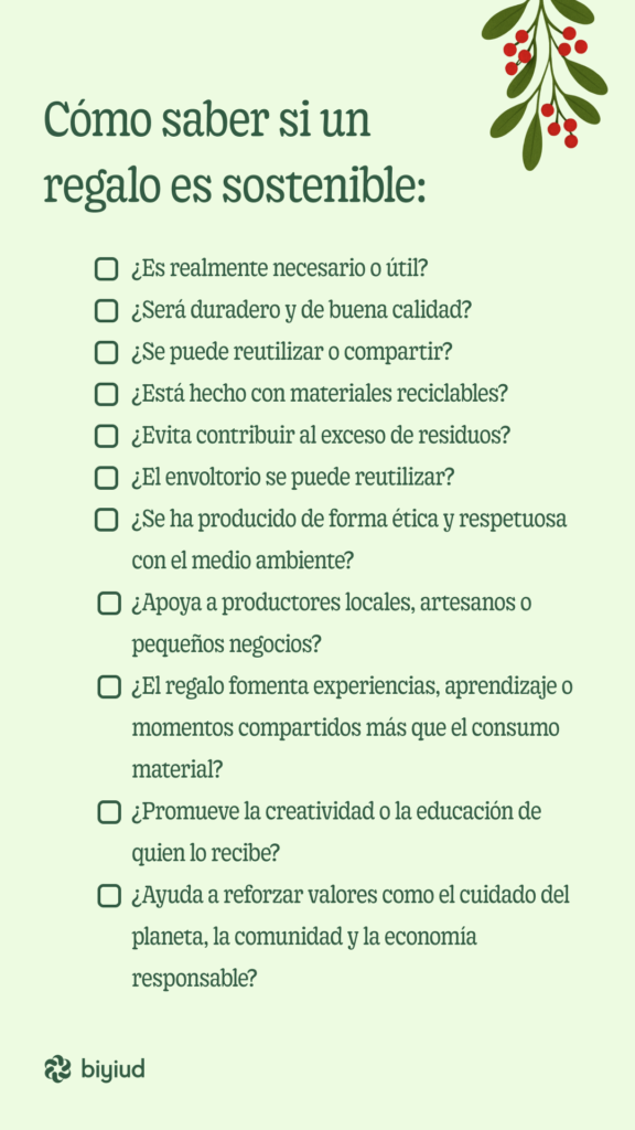 Checklist para regalos sostenibles